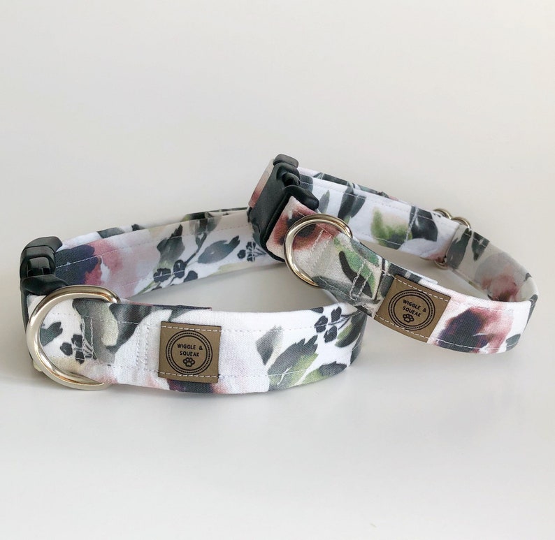 Pink Rose Floral Dog Collar