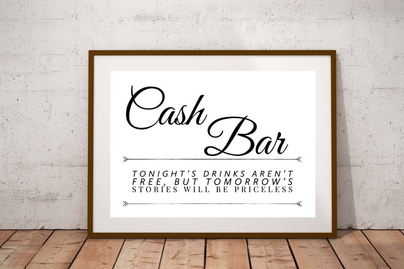 Wedding Cash Bar Sign Engagement Party Bar Sign Cash Bar for Etsy