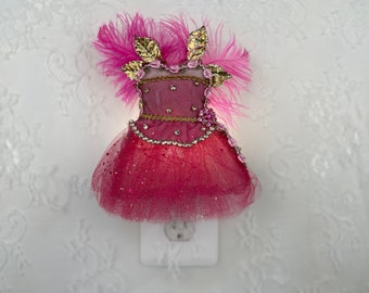 Hot Pink Night Light for Pink Girly Fan, Fairy Princess Fantasy Night Lamp, Royal Tween Room Accent,