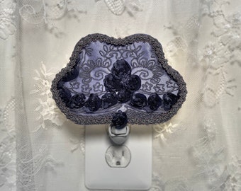 Lavender Victorian Nightlight for Parlor or Guest Room, One of a Kind Wall Sconce