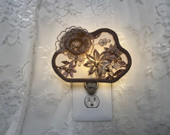 Victorian Nightlight for Guest Room or Bathroom Lamp, Wall Sconce, One of a Kind