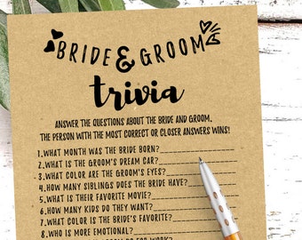Bride and Groom Trivia Game: Rustic Bridal Shower (PDF)