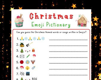 Christmas Emoji Pictionary Game, Holiday Party Game, Christmas Printable Game, Christmas Home Party Game for Kids, Office Party Game Virtual