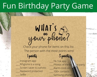 What's On Your Phone Birthday Game: Fun Party Trivia (Printable)