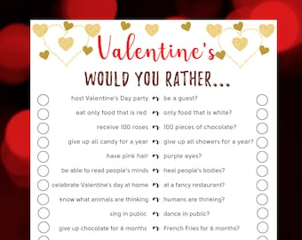 Valentine's Day Would You Rather Game |  Valentine's Day Trivia | Valentines Printable Game | Galentine's Game | Fun Adults Party Game | PDF