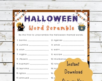 Halloween Word Scramble Game | Fun Halloween Printable Games | Instant Download | Spooky | Virtual l Halloween Party Adults Kids Party Games