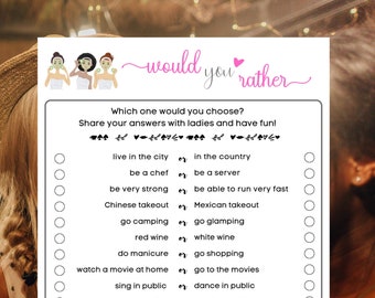 Ladies Night 'Would You Rather' Game: Fun Adult Party (PDF)
