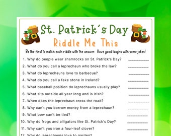 St. Patrick's Day Riddle Me This | St. Patrick's Printable Game | St. Patrick's Fun Party Game | St. Paddy's Classroom Activities | Virtual