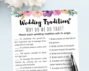 Wedding Traditions Bridal Shower l Floral Bridal Shower Game l  Tropical Floral Games l Bridal Shower Games l Wedding shower l Zoom Game PDF