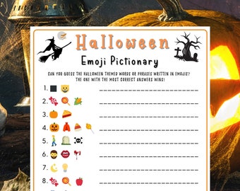 Halloween Emoji Pictionary Game | Halloween Emoji PGame Printable for Kids & Adults | Fun Halloween Party Games Printable | Instant Download