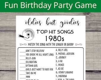1980s Music Trivia Birthday Party Game (Printable)