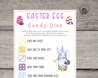 Easter Egg Candy Dice Game | Easter Printable Game for Kids & Adults | Easter Fun Party Game | Easter Activities l Easter Sunday | Virtual