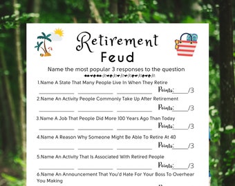 Retirement Party Game | Retirement Feud Game | Fun Retirement Party Game | Coworker Retirement Party Game | Instant Download | PDF Printable