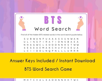 BTS Word Search Game: Kpop Trivia, Fun Party Game (Printable)