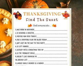Thanksgiving Party Game Printable Thanksgiving game for Kids Adults Icebreaker Classroom Activity Turkey Dinner Game Friendsgiving Game