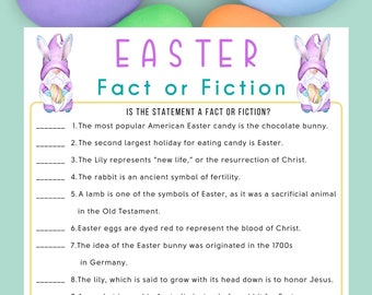 Easter Fact Or Fiction Game | Easter Printable Game for Kids & Adults | Easter Fun Party Game | Easter Trivia | Spring Quiz l Easter Sunday