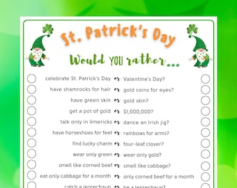 St. Patrick's Day Would You Rather Game: Printable Fun (PDF)