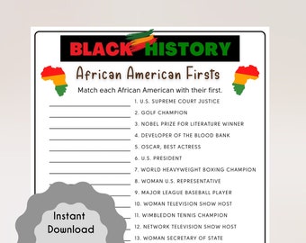 Black History Game: African American Firsts Quiz (Instant Download)