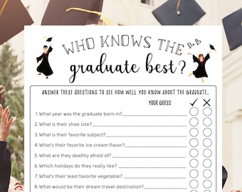 Graduation Party Printable Game | Who Knows the Graduate Best | Graduation Party Game | Class of 2024 | High School, College Grads