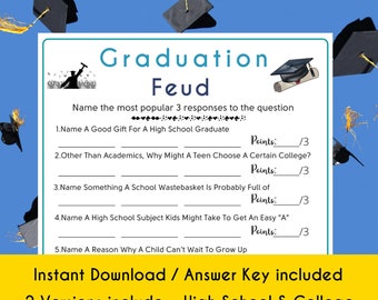 2023 Graduation Printable Game | Graduation Feud Printable Game | Graduation Party Game | Class of 2023 | High School & College Grads