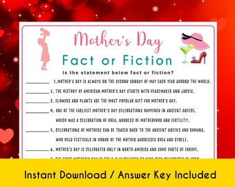 Mother's Day Fact or Fiction Game: Family Printable (PDF)