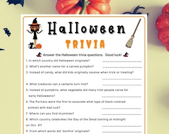 Jeu-questionnaire d'Halloween Jeux d'Halloween Imprimable Amusant Jeu de fête d'Halloween Spooky Halloween Costume Jeux de fête pour adultes et enfants