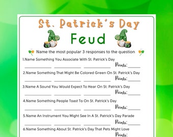 St. Patrick's Day Feud Game: Family Party Printable (PDF)