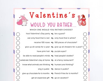 Valentine's Would You Rather Game | Fun Valentine's Day Printable Game | Ladies Night Out | Galentine's Day Party Game | Best Selling, PDF