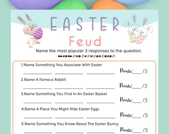 Easter Feud Game | Easter Printable Game for Kids & Adults | Easter Fun Party Game | Easter Trivia | Spring Trivia l Easter Sunday l PDF