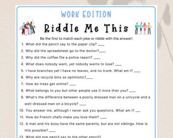 Office Party Riddle Game: Printable Icebreaker (PDF Download)
