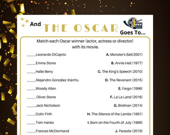 Oscar Trivia Etsy