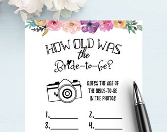 How Old Was Bride Bridal Shower Game l Floral Bridal Shower Trivia l Tropical Floral Game l Bridal Shower Trivia l Zoom l Instant Download