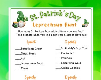 St. Patrick's Day Leprechaun Hunt Game| St. Patrick's Printable Game for Kids & Adults| St. Patrick's Fun Party | St. Paddy's Classroom Game