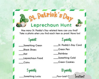 Printable St. Patrick's Day Leprechaun Hunt Game| Fun St. Paddy's Game for Kids & Adults | St Patty's Classroom Activity | St Patrick's Day