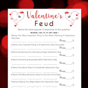 Valentine's Day Feud Game Fun Valentine's Day Feud Activity Valentines Printable Game Galentine's Game Fun Adults Party Games PDF image 1