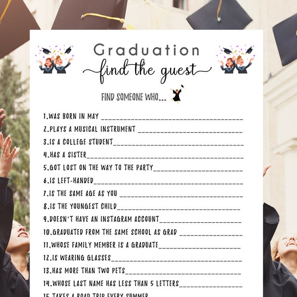 2023 Graduation Party Game | Find The Guest Printable Game | Graduation Party Game | Class of 2023 | High School Grads | College Grads