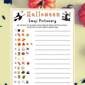 Halloween Emoji Pictionary Game Halloween Emoji Pgame - Etsy