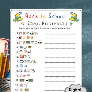 Back to School Emoji Pictionary Game | Classroom Activity | Printable Game for Kids | First Day of School | Icebreaker | Instant Download