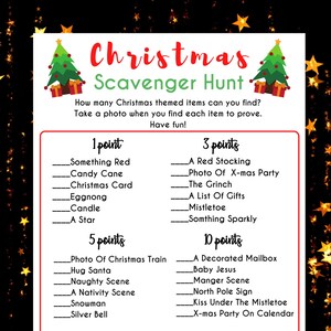 Christmas Scavenger Hunt Game, Holiday Party Game, Christmas Printable ...