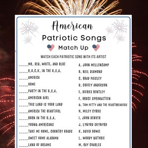 Fourth Of July American Patriotic Songs Match Game | Independence Day Game | Family Trivia Quiz | Patriotic Game l Zoom l Patriotic Songs