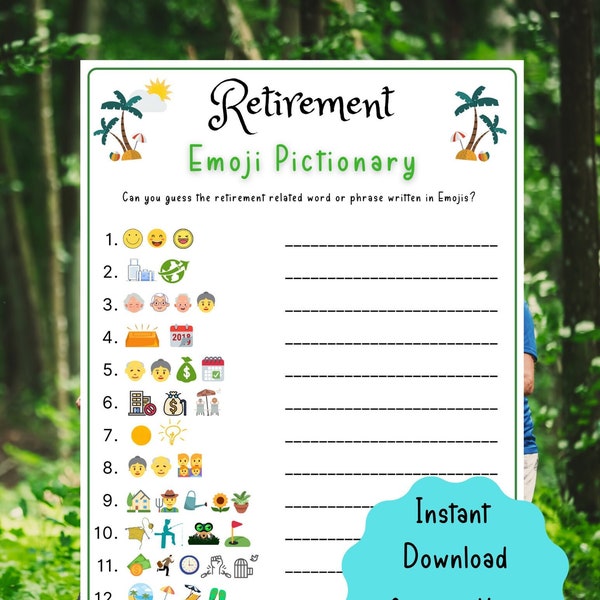 Retirement Party Game | Retirement Emoji Pictionary Game | Fun Retirement Party | Co-Worker Retirement Party Games | Office Party Game | PDF