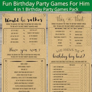 Geburtstagsspiele für Ihn, druckbare Geburtstagsparty-Spiele für Männer Geburtstagsspiele für Erwachsene, Geburtstagsspiele-Bundle 21.