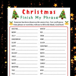 Christmas Finish My Phrase Game, Holiday Party Game, Christmas ...
