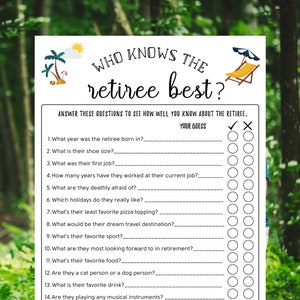 Retirement Party Game | Who Knows Retiree Best (PDF)