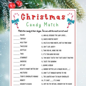 Christmas Candy Match Game Holiday Party Game Christmas - Etsy