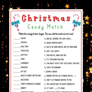 Christmas Candy Match Game, Holiday Party Game, Christmas Printable Game, Christmas Party Home Game for Kids, Office Party Game Virtual,