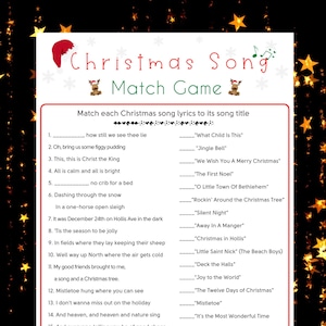 Christmas Song Match Game, Holiday Party Game, Christmas Printable Game ...