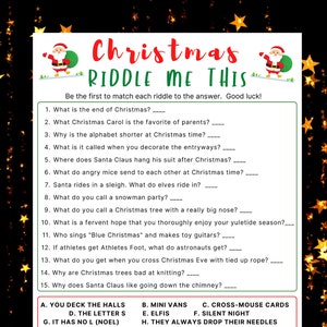 Engage in festive fun with our Printable Christmas  Riddle Me This Game! Simply print and play for an extra dose of holiday spirit, making Christmas celebrations memorable and full of laughter. Get ready to spread joy and lasting memories.