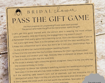 Minimalist Bridal Shower Pass the Gift Game (Digital File)