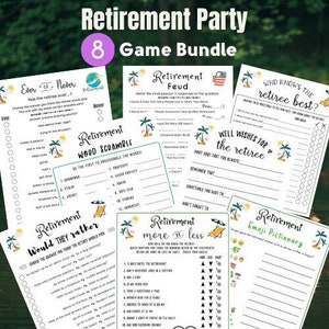 Retirement Party Game Bundle: 8-in-1 Printable Games (PDF Download)